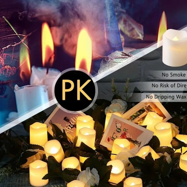24Pcs Flameless LED Candle Creative Wishing Led Tea Light Warm White Flameless Candle Halloween Christmas Decor Candle Light