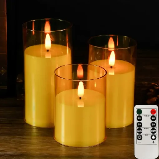 3pcs Flameless LED Candle Lights with Remote Control, AAA Battery Powered Flashing Night Lamp for Christmas, Wedding, Party, Halloween, Home, Bedroom Holiday Decoration