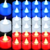 24pcs Flameless Tea Light Independence Day Electronic Candle Light Red White Blue Light July 4th Flashing LED Votive Light Patriotic Fourth of July Independence Labor Memorial Day Home Decoration