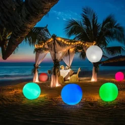 1/2pcs Floating Pool Lights Outdoor Solar Ball Moon Lamp IP68 Waterproof RGB With Remote Controller For Swimming Pool Yard Garden KTV Bar Party Decorative Holiday Summer Lighting