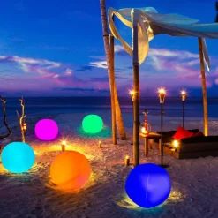 1/2pcs Floating Pool Lights Outdoor Solar Ball Moon Lamp IP68 Waterproof RGB With Remote Controller For Swimming Pool Yard Garden KTV Bar Party Decorative Holiday Summer Lighting