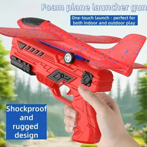 4pcs Foam Glider Airplane Launcher Toys with 3 Flight Modes, Vibrant Colorful Designs & Durable Plastic Construction - Outdoor Flying Toys for Boys & Girls Ages 3 and up