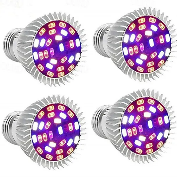 4pcs Full Spectrum Led Grow light Bulb E26 E27 GU10 E14 28leds Grow Plant Light for Hydroponics Greenhouse Organic Indoor Plants AC85-265V