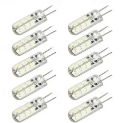 10pcs G4 Bi Pin 1.5w LED Corn Light Bulbs 15W T3 Halogen Bulb Equivalent 150LM SMD 2835 Warm White for RV Ceiling Fans Lighting AC/DC 12V