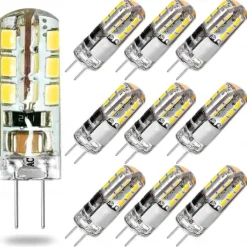 10pcs G4 Bi-pin LED Light Bulb 3W 24LED SMD 2835 Equivalent Halogen Bulb 30W Warm white 3000K Daylight White 6000K 360° Beam Angle Flicker Free DC12V AC220V AC110V