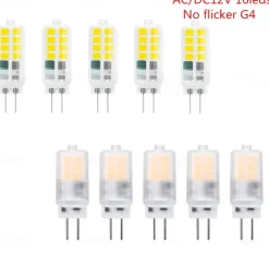 6/10pcs G4 LED Corn Lamp, G4 LED Bi-pin Bulb AC/DC12V 3W 16LEDs 2835 SMD No Flicker Bulb Bead Replacement 30W Halogen Lamp Home Chandelier Lighting