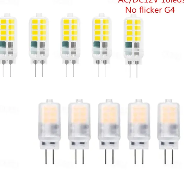 6/10pcs G4 LED Corn Lamp, G4 LED Bi-pin Bulb AC/DC12V 3W 16LEDs 2835 SMD No Flicker Bulb Bead Replacement 30W Halogen Lamp Home Chandelier Lighting