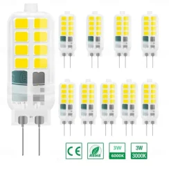 6/10pcs G4 LED Corn Lamp, G4 LED Bi-pin Bulb AC/DC12V 3W 16LEDs 2835 SMD No Flicker Bulb Bead Replacement 30W Halogen Lamp Home Chandelier Lighting