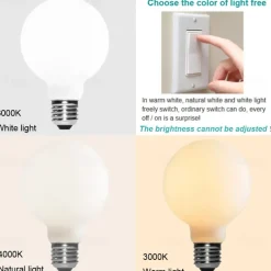 2/4/6PCS G80 7W Globe LED Edison Bulb 650lm E27 Base Opalescent Glass Facing Very Suitable for Dresser Vanity Mirror Floor Lamp AC85-265V