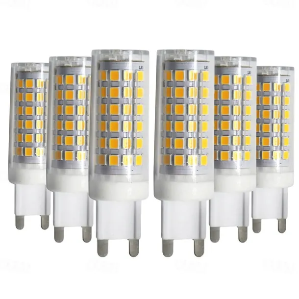 6pcs G9 9W 76LED 2835SMD Corn LED Lamp Bulb Warm Cool Natural White AC110-240V 75W Halogen Bulb Equivalent 750lm Non Flicker
