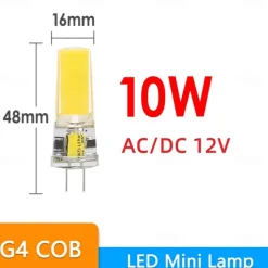 10pcs G4 3W 450lm COB 2508 LED Bi-pin Light Bulb for Cabinet Light Ceiling Lights RV Boats Outdoor Lighting 100W Halogen Equivalent Warm White Cold White