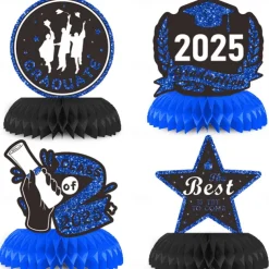 8PCS Graduation Decorations Class of 2025 Congrats Grad Table Centerpieces Graduation Honeycomb Centerpieces Grad Party Centerpieces 2025 Graduation Decorations for Party