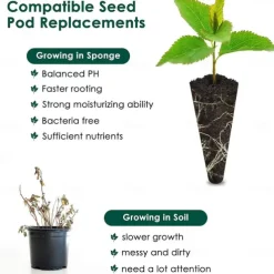10PCS Grow Sponges, Seed Pod Kit Root Growth Sponges Replacement Seed Pods Compatible with Hydroponics Sponges Seed Starter Sponges Refill Pods for Hydroponic Growing System Indoor Garden