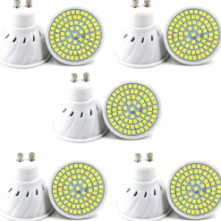 10pcs GU10 LED Spotlight Bulbs - AC 220V, 2835 SMD LED Lamp, 48/60/80 LEDs, Energy-Saving Indoor Lighting for Home and Office