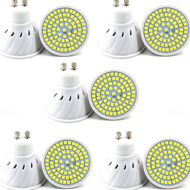 10pcs GU10 LED Spotlight Bulbs - AC 220V, 2835 SMD LED Lamp, 48/60/80 LEDs, Energy-Saving Indoor Lighting for Home and Office