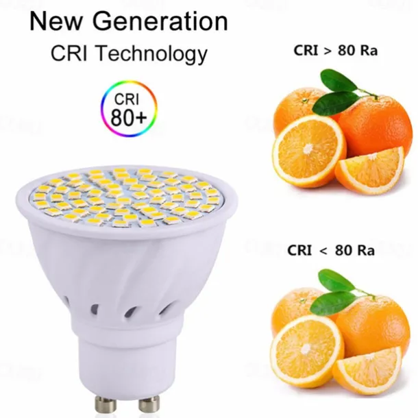 10pcs GU10 LED Spotlight Bulbs - AC 220V, 2835 SMD LED Lamp, 48/60/80 LEDs, Energy-Saving Indoor Lighting for Home and Office