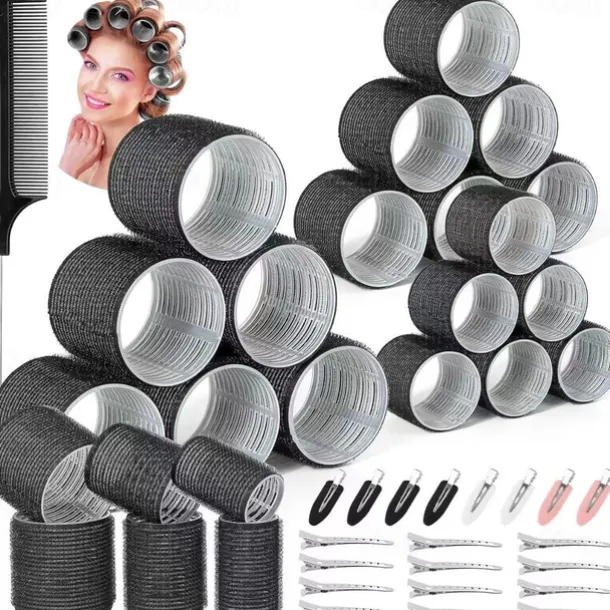 36Pcs Hair Roller Set with Clips, Self-Grip Hair Rollers for Volume, Salon Hairdressing Curlers and DIY Hairstyles, 4 Sizes Rollers Hair Curlers in a Storage Bag