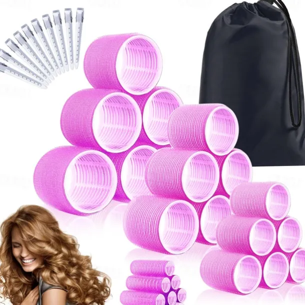 36Pcs Hair Roller Set with Clips, Self-Grip Hair Rollers for Volume, Salon Hairdressing Curlers and DIY Hairstyles, 4 Sizes Rollers Hair Curlers in a Storage Bag