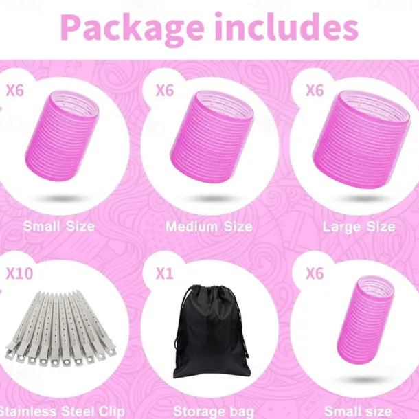 36Pcs Hair Roller Set with Clips, Self-Grip Hair Rollers for Volume, Salon Hairdressing Curlers and DIY Hairstyles, 4 Sizes Rollers Hair Curlers in a Storage Bag