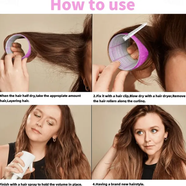 36Pcs Hair Roller Set with Clips, Self-Grip Hair Rollers for Volume, Salon Hairdressing Curlers and DIY Hairstyles, 4 Sizes Rollers Hair Curlers in a Storage Bag