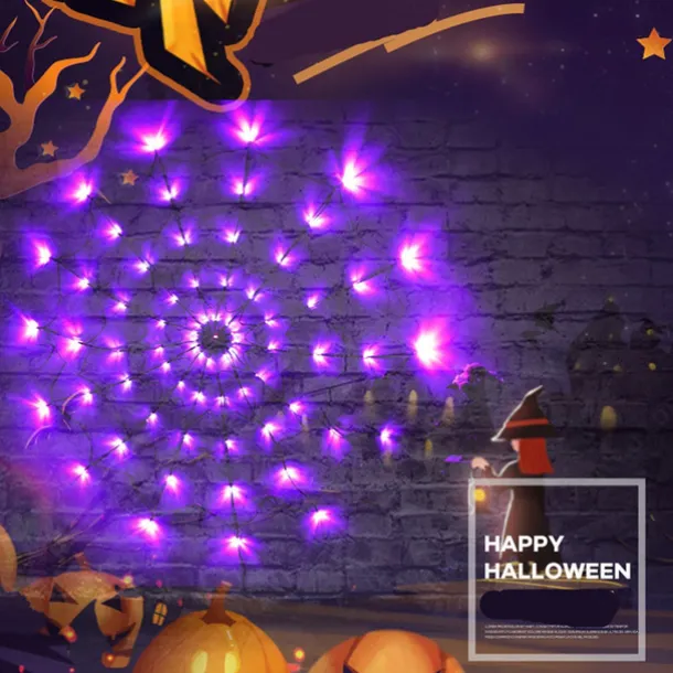 2PCS Halloween Decoration Luminous Spider Web Fishing Net Lights String For Party Ghost Festival Props Halloween Decorations