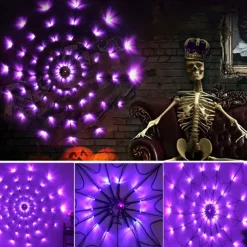 2PCS Halloween Decoration Luminous Spider Web Fishing Net Lights String For Party Ghost Festival Props Halloween Decorations