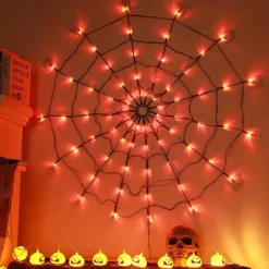 2PCS Halloween Decoration Luminous Spider Web Fishing Net Lights String For Party Ghost Festival Props Halloween Decorations