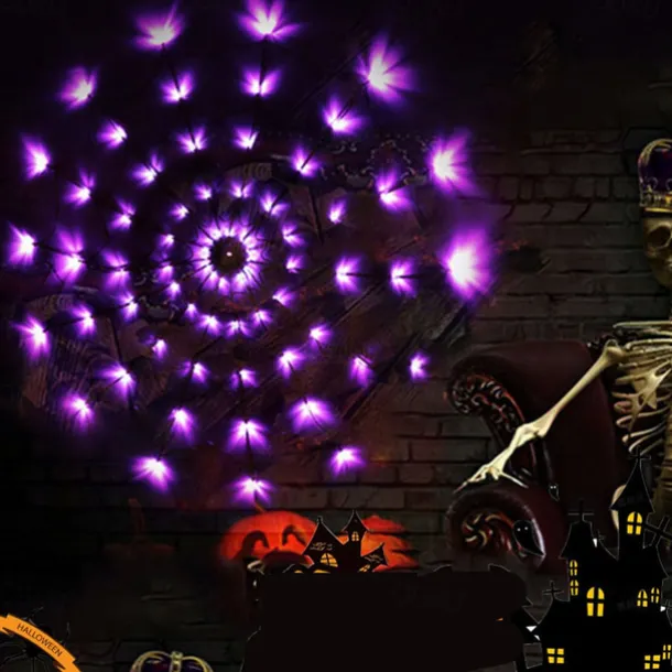 2PCS Halloween Decoration Luminous Spider Web Fishing Net Lights String For Party Ghost Festival Props Halloween Decorations