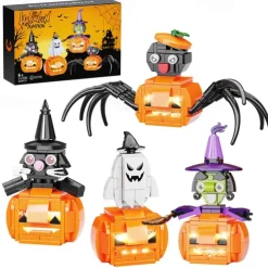 445PCS Halloween Small Particle Building Block Puzzle Pumpkin Combination Glowing Gift