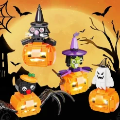 445PCS Halloween Small Particle Building Block Puzzle Pumpkin Combination Glowing Gift