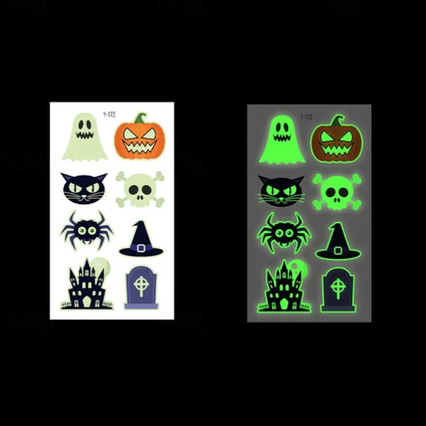 10PCS Halloween Spider Web Luminous Tattoo Stickers Cartoon Luminous Festival Party Face Stickers