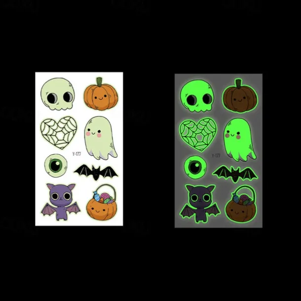 10PCS Halloween Spider Web Luminous Tattoo Stickers Cartoon Luminous Festival Party Face Stickers