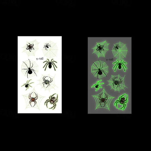 10PCS Halloween Spider Web Luminous Tattoo Stickers Cartoon Luminous Festival Party Face Stickers