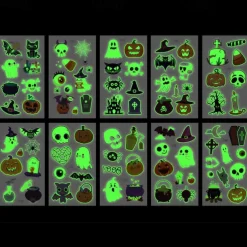 10PCS Halloween Spider Web Luminous Tattoo Stickers Cartoon Luminous Festival Party Face Stickers