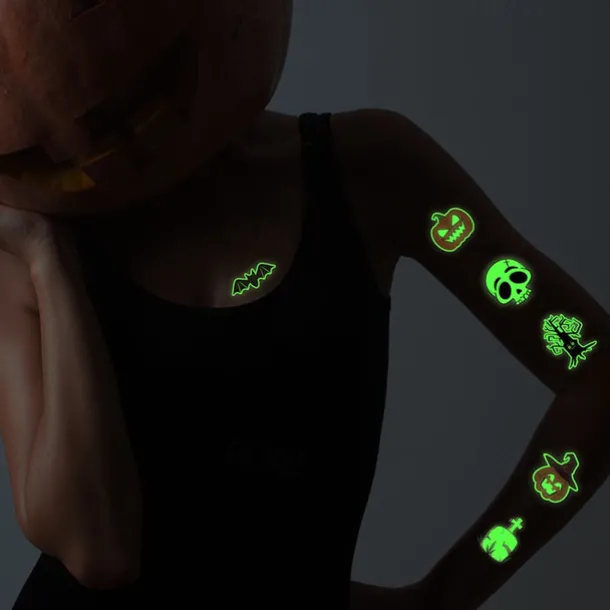 10PCS Halloween Spider Web Luminous Tattoo Stickers Cartoon Luminous Festival Party Face Stickers