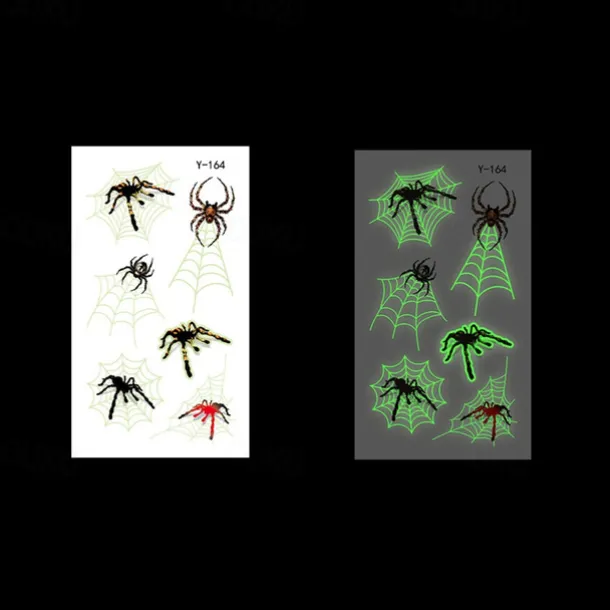10PCS Halloween Spider Web Luminous Tattoo Stickers Cartoon Luminous Festival Party Face Stickers