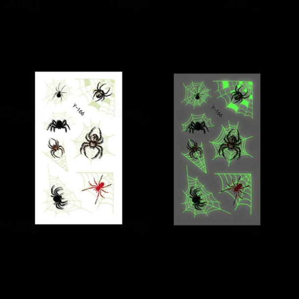 10PCS Halloween Spider Web Luminous Tattoo Stickers Cartoon Luminous Festival Party Face Stickers