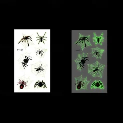 10PCS Halloween Spider Web Luminous Tattoo Stickers Cartoon Luminous Festival Party Face Stickers