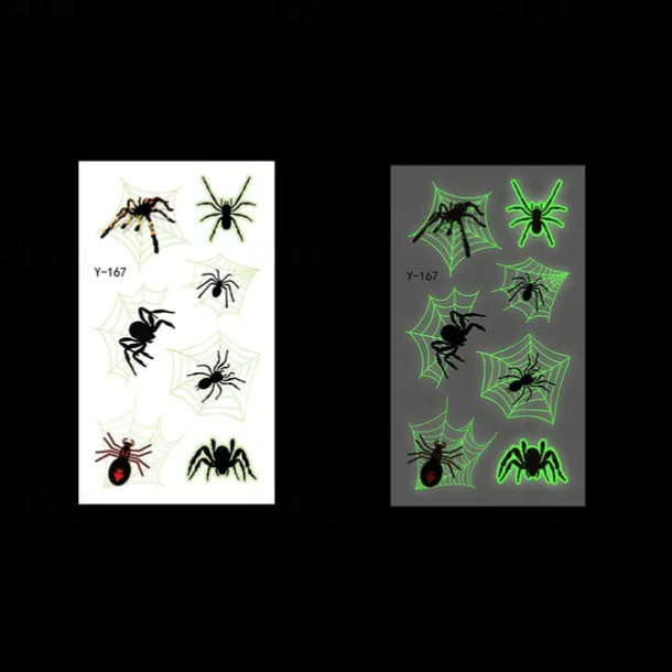 10PCS Halloween Spider Web Luminous Tattoo Stickers Cartoon Luminous Festival Party Face Stickers