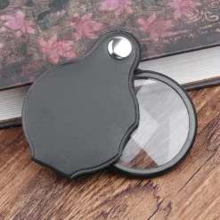 3pcs Handheld Folding 5X Pocket Magnifier with Leather Case Lightweight Magnifying Glass