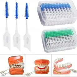 100pcs Interdental Silicone Brushes Dental Toothpicks Brush Between Teeth Silicone Toothpicks With Thread Oral Cleaning Tool