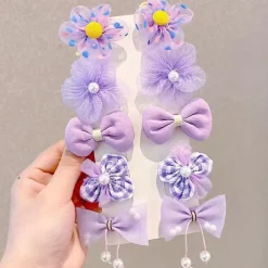 10pcs Kids Girls' Hair Accessories Sweet Daily Plaid Yellow Pink