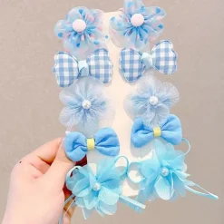 10pcs Kids Girls' Hair Accessories Sweet Daily Plaid Yellow Pink