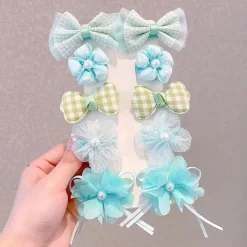 10pcs Kids Girls' Hair Accessories Sweet Daily Plaid Yellow Pink