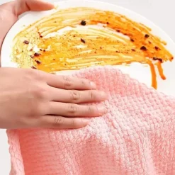 5/10pcs Kitchen Dishcloth Rag Non-Stick Oil Pineapple Plaid Dish Towel Double-Sided Absorbent Thickened Scouring Pad