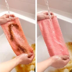 5/10pcs Kitchen Dishcloth Rag Non-Stick Oil Pineapple Plaid Dish Towel Double-Sided Absorbent Thickened Scouring Pad