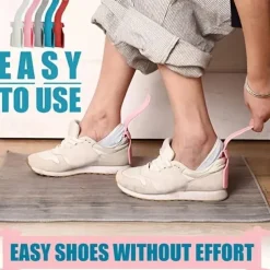 2pcs Lazy Shoes Helper, Sock Slider Handled Shoe Horn Shoe Lifting Helper, for Seniors Elderly Disabled Plastic Shoehorn Fits All Shoes