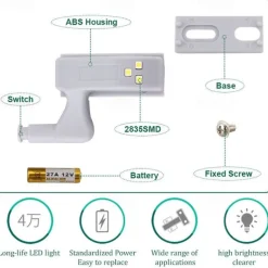 10PCS LED Cabinet Light LED Inner Hinge Lamp Closet Light Battery Wireless Lamp Universal Wardrobe Cupboard Sensor Lighting