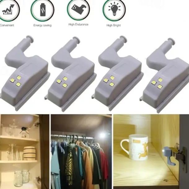 10PCS LED Cabinet Light LED Inner Hinge Lamp Closet Light Battery Wireless Lamp Universal Wardrobe Cupboard Sensor Lighting