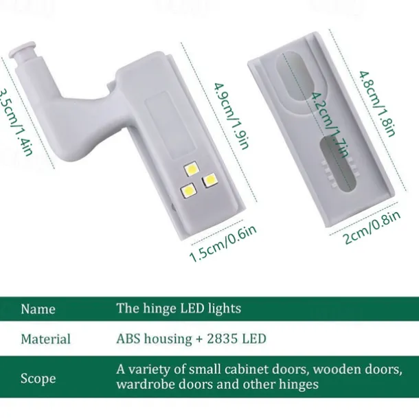 10PCS LED Cabinet Light LED Inner Hinge Lamp Closet Light Battery Wireless Lamp Universal Wardrobe Cupboard Sensor Lighting